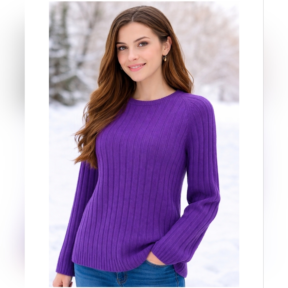 Vtg M.J.Caroll Wool Purple Sweater